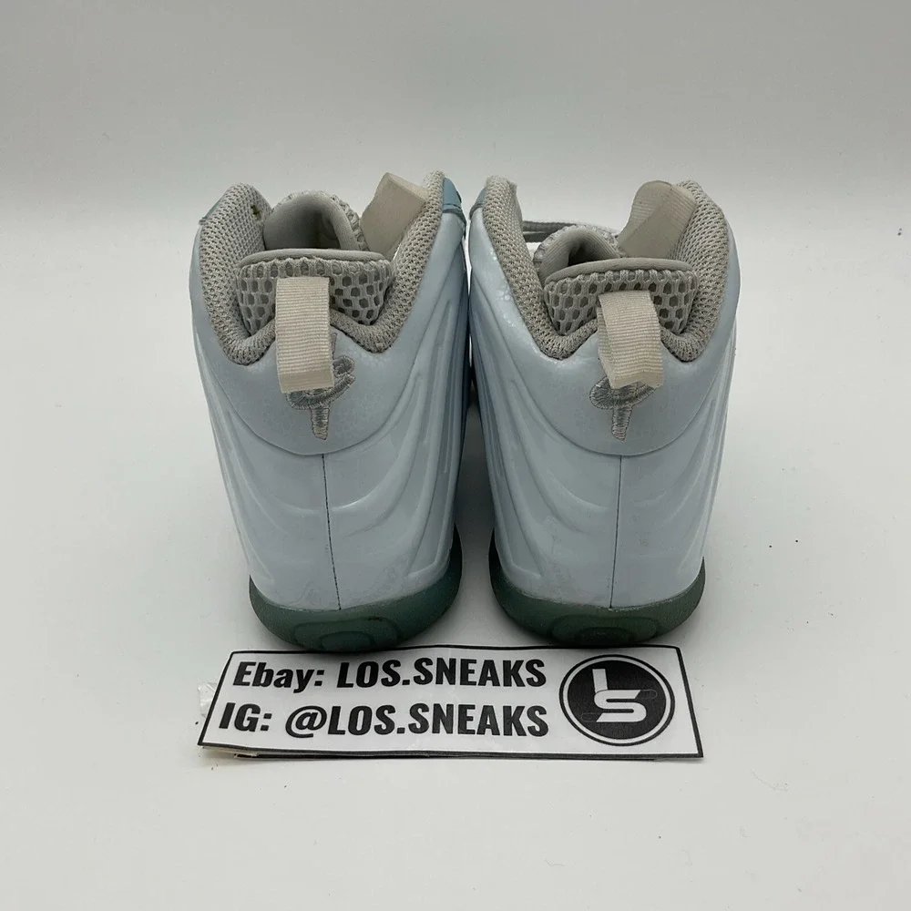 Nike Kids White & Light Blue Foamposite Sneakers